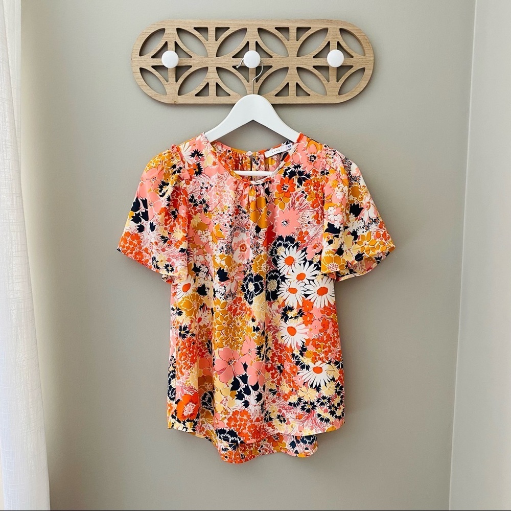 Lush Floral Print Blouse Pink Sz Small